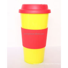 450ml Pp Double Wall Plastic Mug With Lid And Sleeve Standard